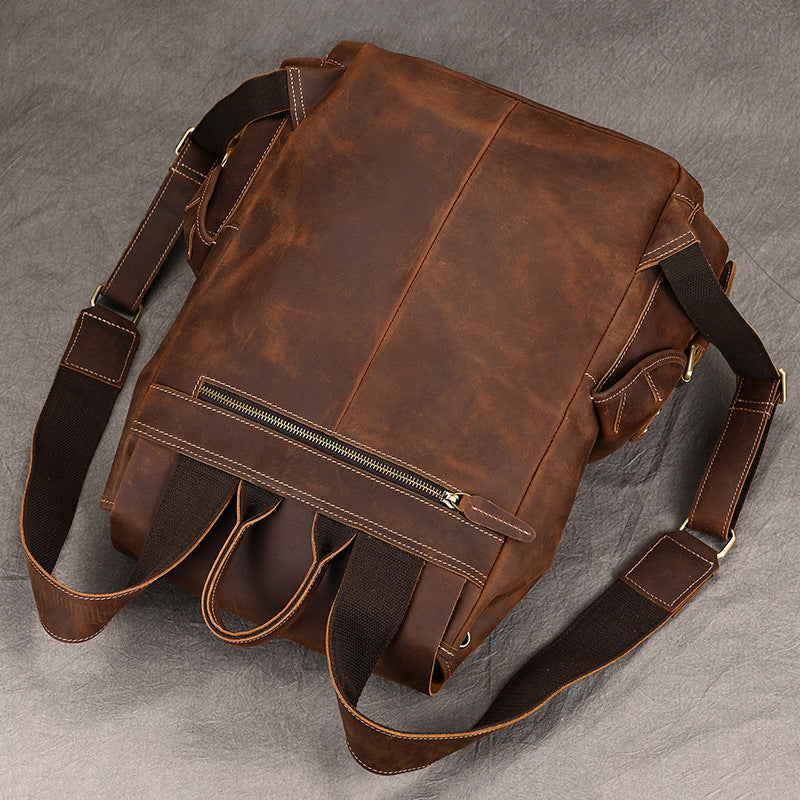 Crazy Horse Leather Outdoor Backpack