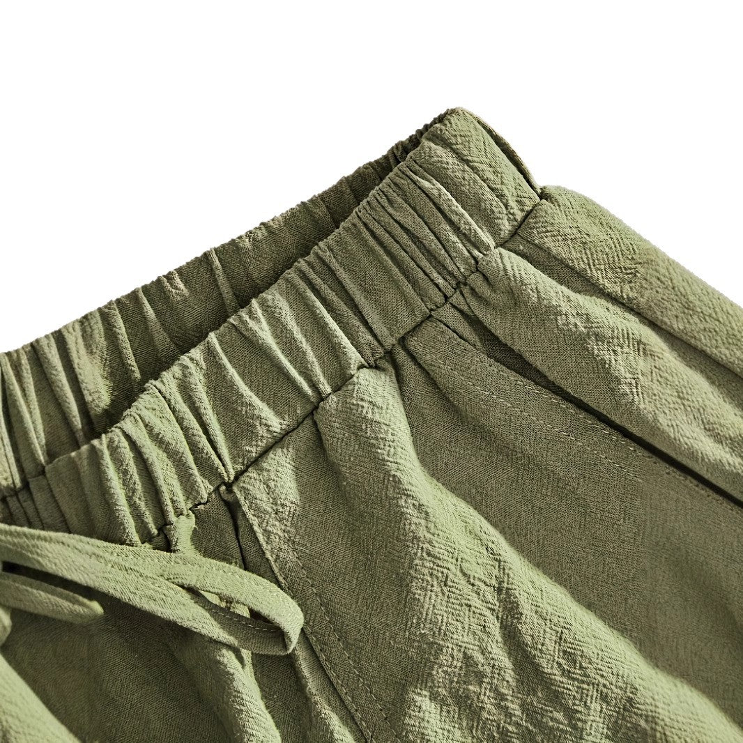 New Summer Cotton-linen Shorts With Pockets In Solid Colors
