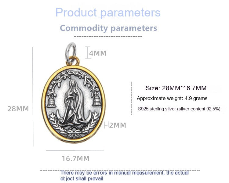 S925 Lady Portrait Cross Pendant