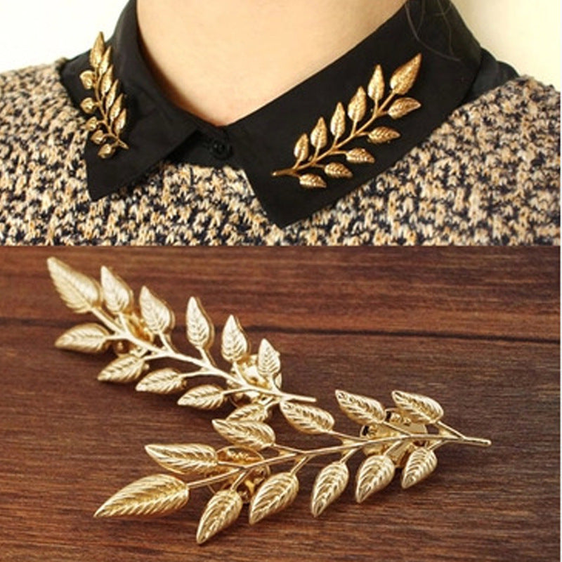 Leaf-Shaped Elegance Shirt Collar Pin