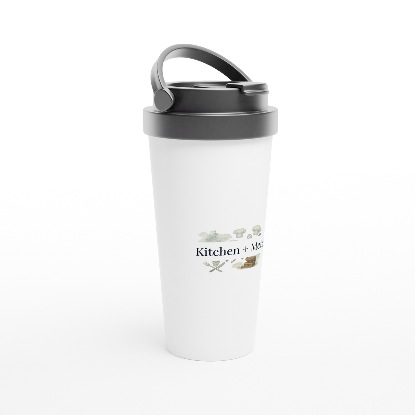 White 12oz Enamel Mug - White 15oz Stainless Steel Travel Mug | Coffee Mugs | Kitchen + Metal