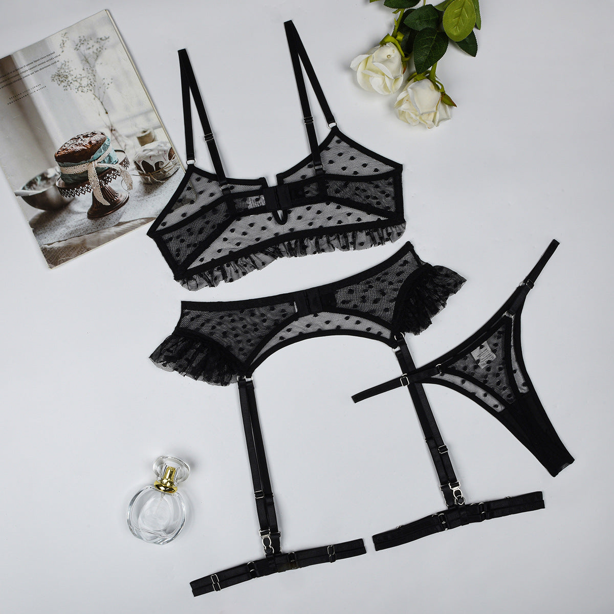 Ruffled Garter Leg Circle Four-piece Set