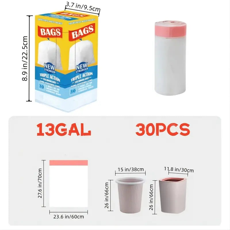 Style Loft Collection Drawstring Trash Bags 30pcs 13 Gallon / 50 Liter