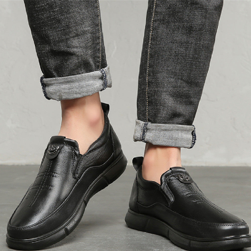 Middle-aged and Elderly Men's Soft Bottom Leather Shoes
