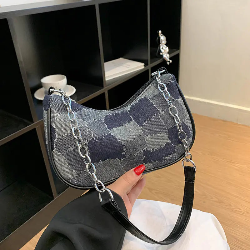 Style Loft Collection Chain Link Cross Border Soft Denim Bag