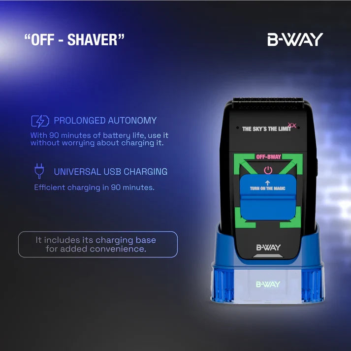 B-WAY Professional Barber Clipper Trimmer & Foil Shaver Set – B10K Hair Clipper, CUTZ Dark Trimmer & OFF Black Shaver – Cordless 3-in-1 Barber Grooming Kit for Fades, Outlining & Finishing