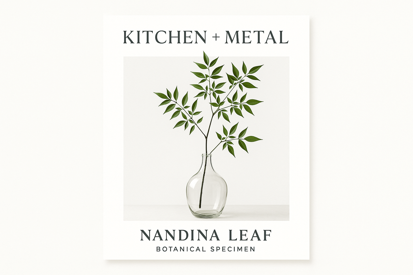 Green Nandina Leaf Stem | Home Decor | Kitchen + Metal