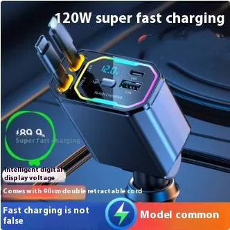 Style Loft Collection AutoLoft UltraFast Double Retractable 120W Type-C Power Charger