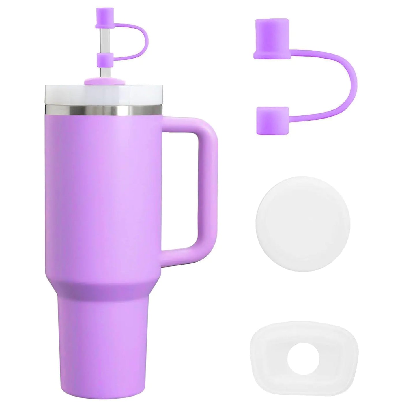 Style Loft Collection Straw Toppers for Stanley Straw Covers Cap for Stanley Cup 2.0Silicone Dust-Proof Straw Caps Compatible with Stanley Cup Accessories 40oz 30oz 20oz(Purple)