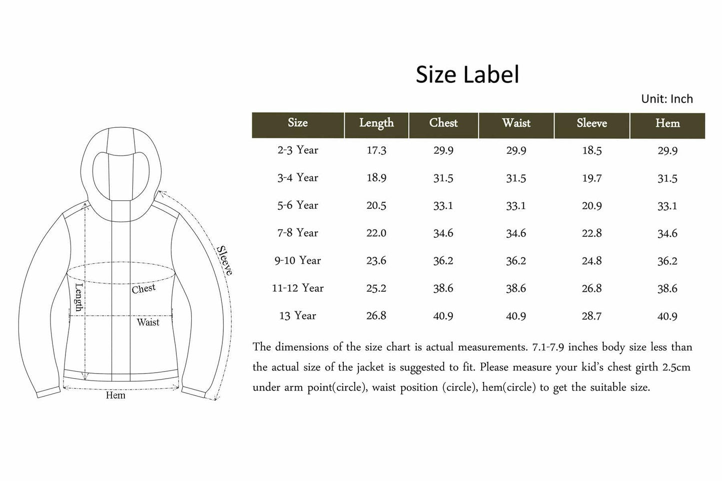 Boys Waterproof Ski Jacket Fleece Lined Windproof Warm Winter Snow Coat