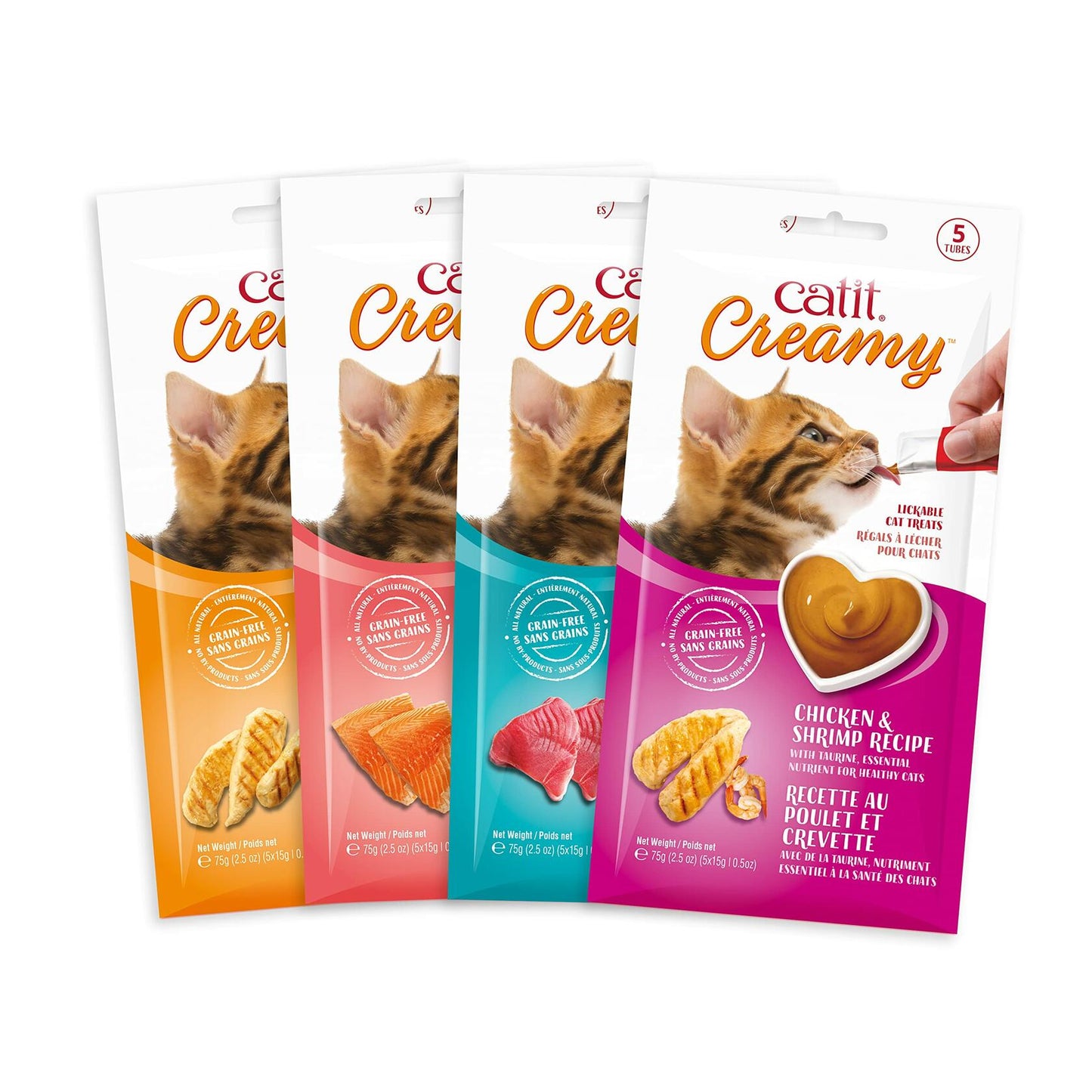 BestBy06/25 Catit Creamy Lickable Cat Treat Salmon 5-Pack Hydrating Healthy