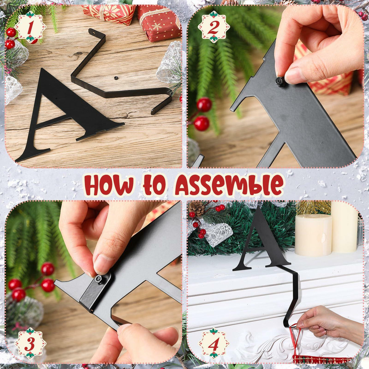 MorningRo Metal Christmas Stocking Holder Letter Y 6 Inch Mantel Decor