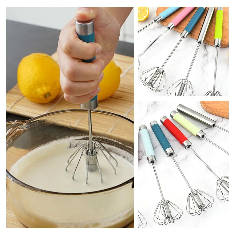 Stainless Steel Balloon Whisk Semi-Automatic Egg Beater Mixer Tool
