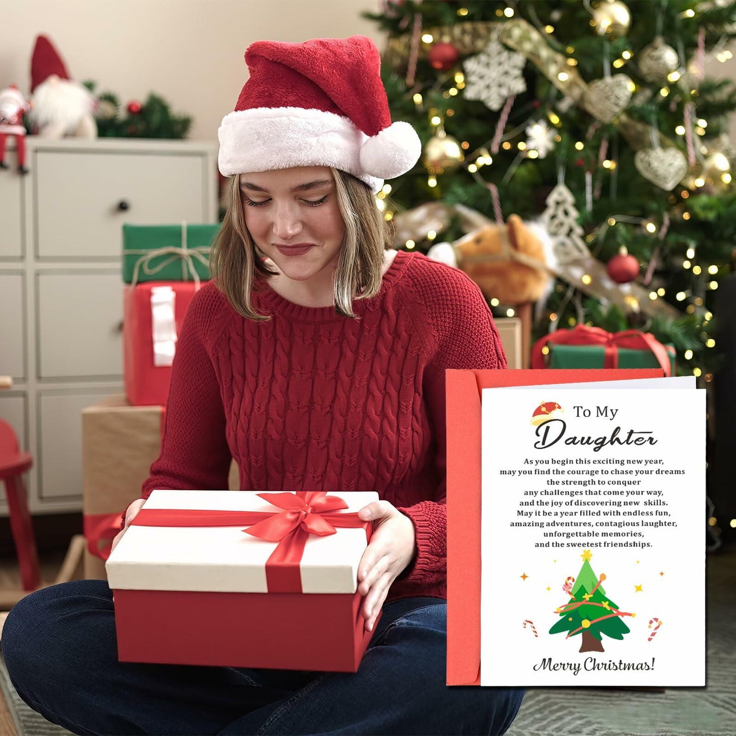 TI-EDC Sentimental Christmas Cards for Daughter - Merry Xmas Gifts