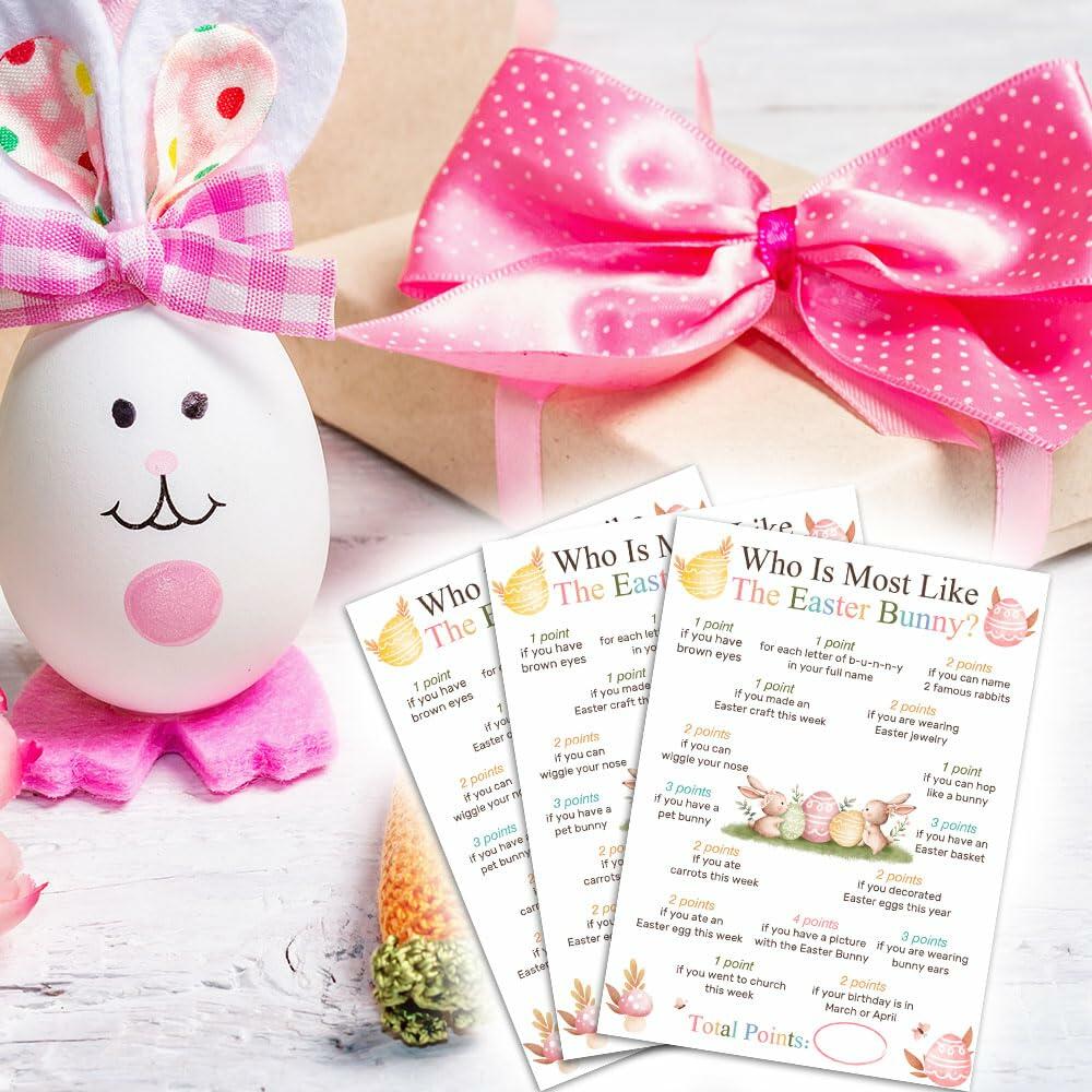 Who Is Most Like The Easter Bunny Game Cards Set of 20 Colorful Eggs