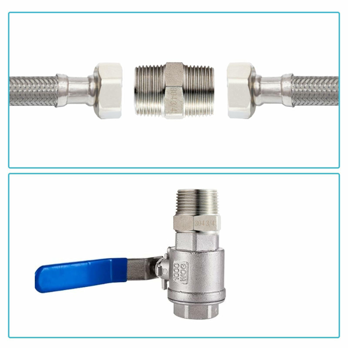 OFFO 3/4" Male NPT Threaded Nipple Adapter Stainless Steel 304 Pipe Fitting