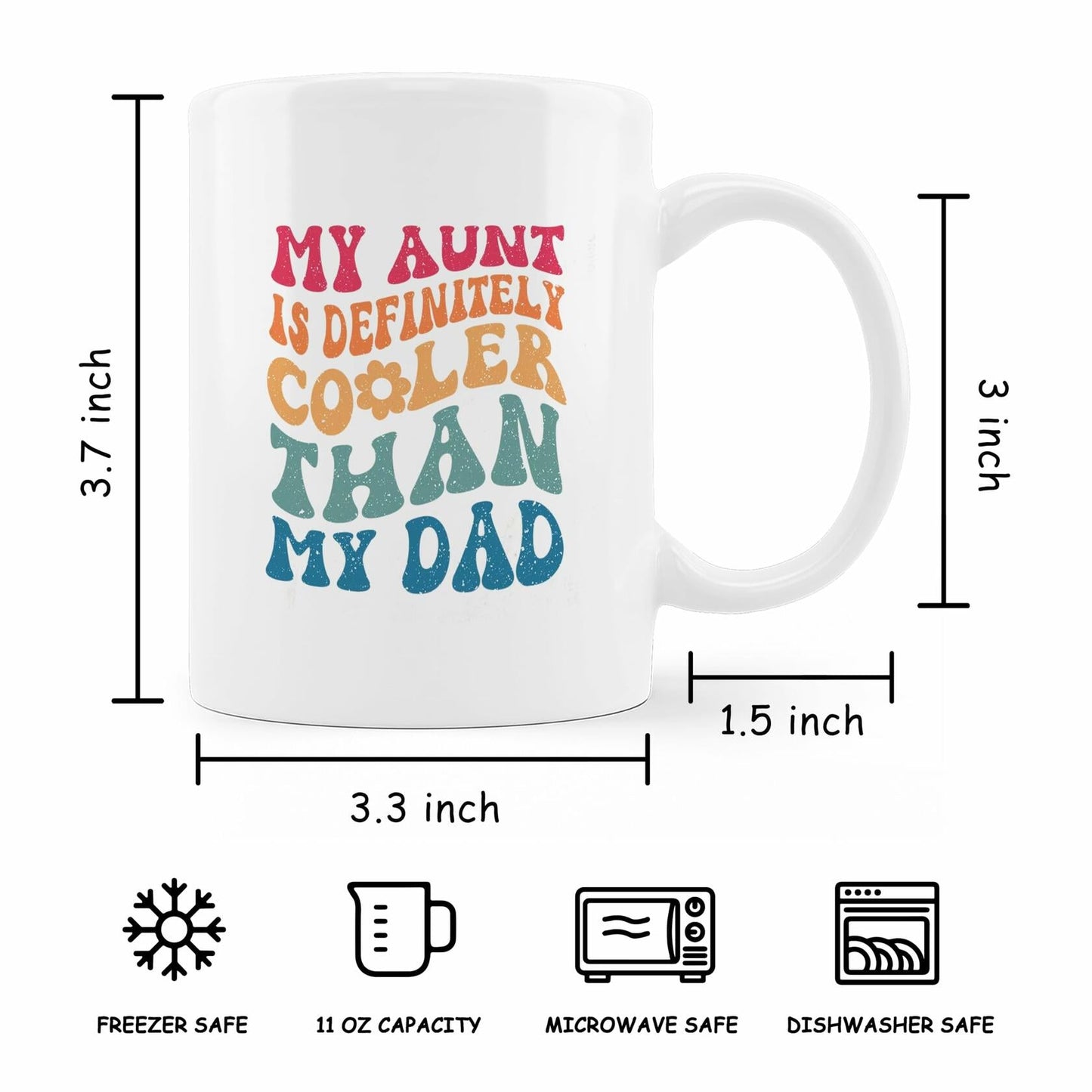 FHUGX Aunt Coffee Mug Ceramic 11oz Retro Preppy Auntie Gift