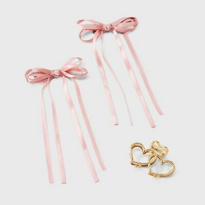 A New Day™ Heart Hair Claw Clip & Bow Set Pink Gold 3pc Casual