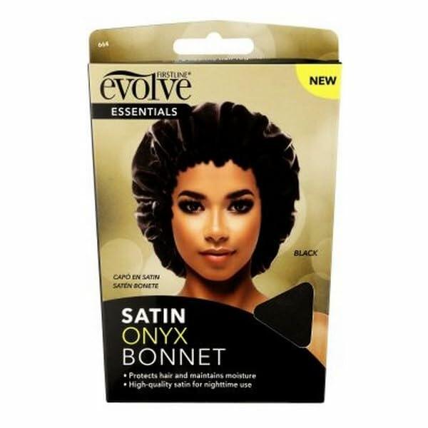 Evolve Satin Bonnet Onyx Black Satin Hair Protection Cap