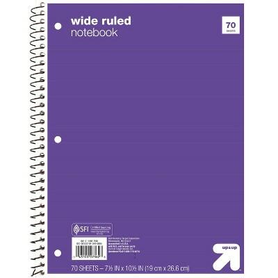Up&up Wide Ruled 1 Subject Spiral Notebook Purple 70 Pages 3 Hole Punched