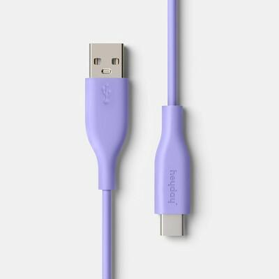 heyday 6' USB A to USB C Silicone Cable Purple A+C Cord