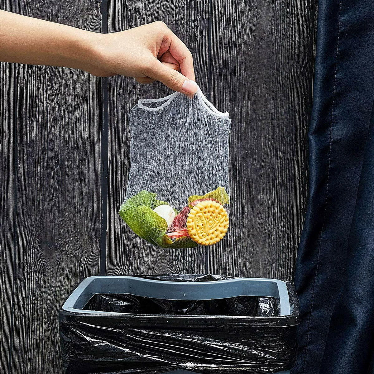 HiBD Kitchen Sink Triangle Tri-Holder Strainer Gray Rack 100PCS Mesh Bags