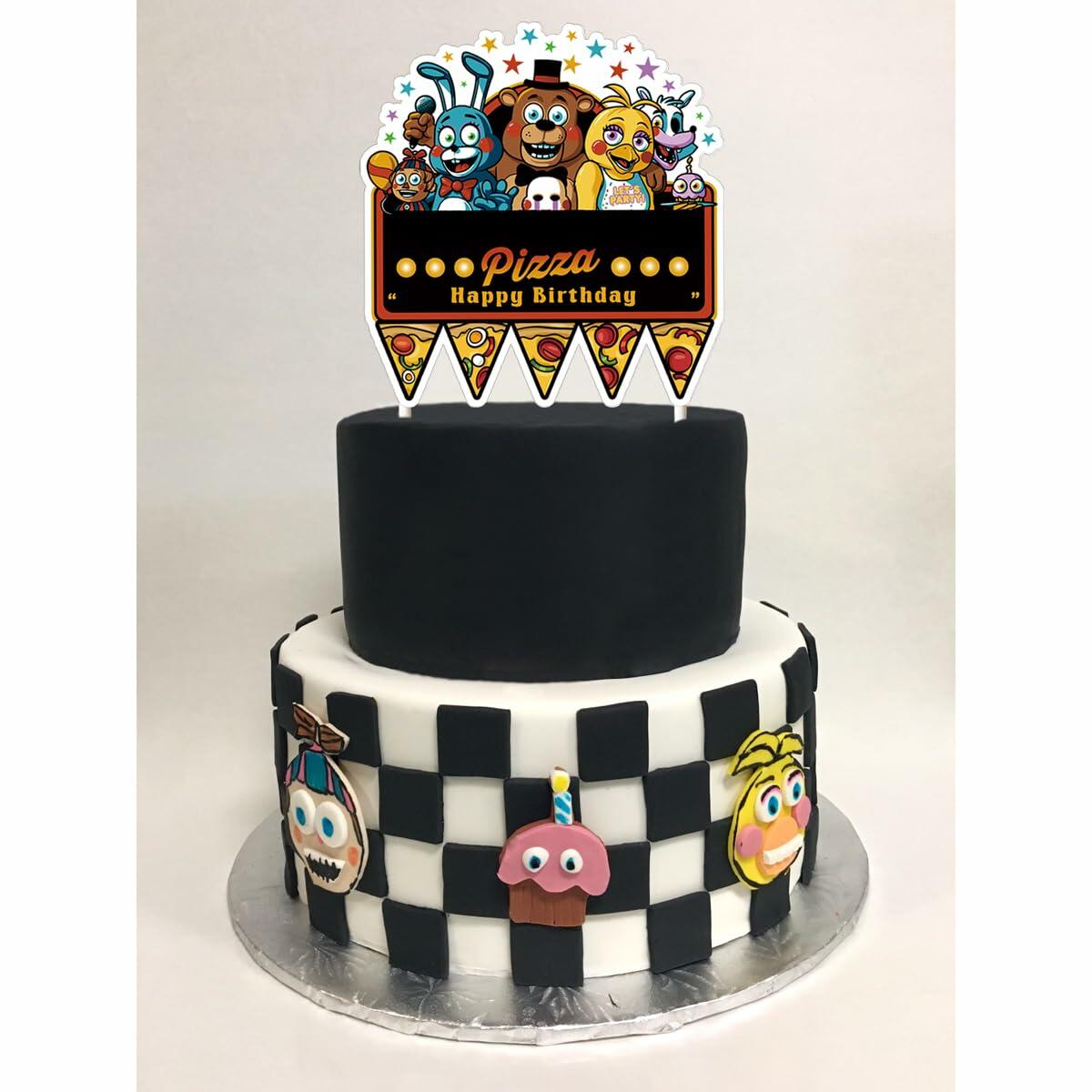 YISHIDA FNAF Happy Birthday Pizza Cake Topper Decoration 1 Count Paper