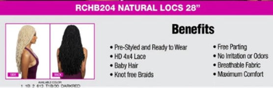 Mane Concept 4" HD Deep Braid Lace Front Wig Natural Locs, 28 in