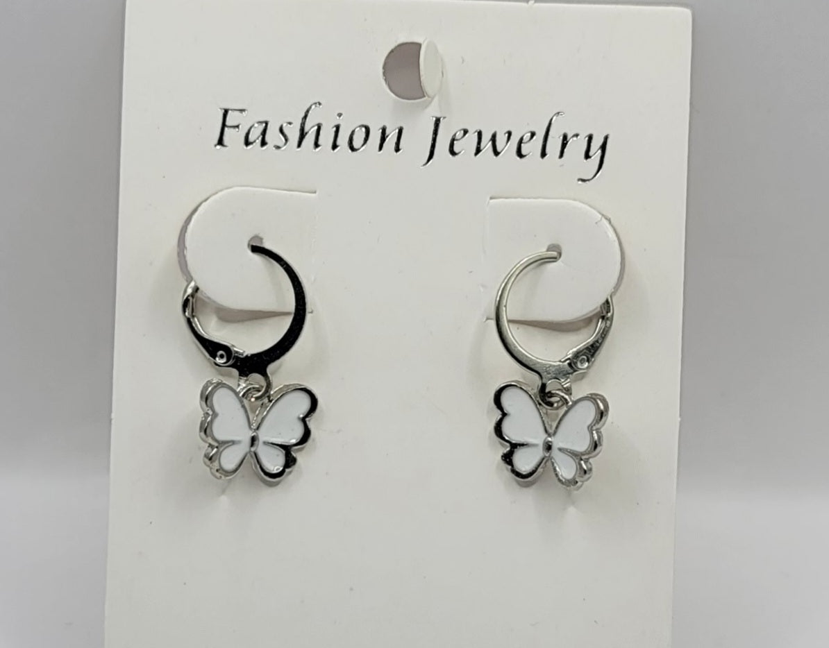 Fashion Jewelry-Silver Wht Btrfly