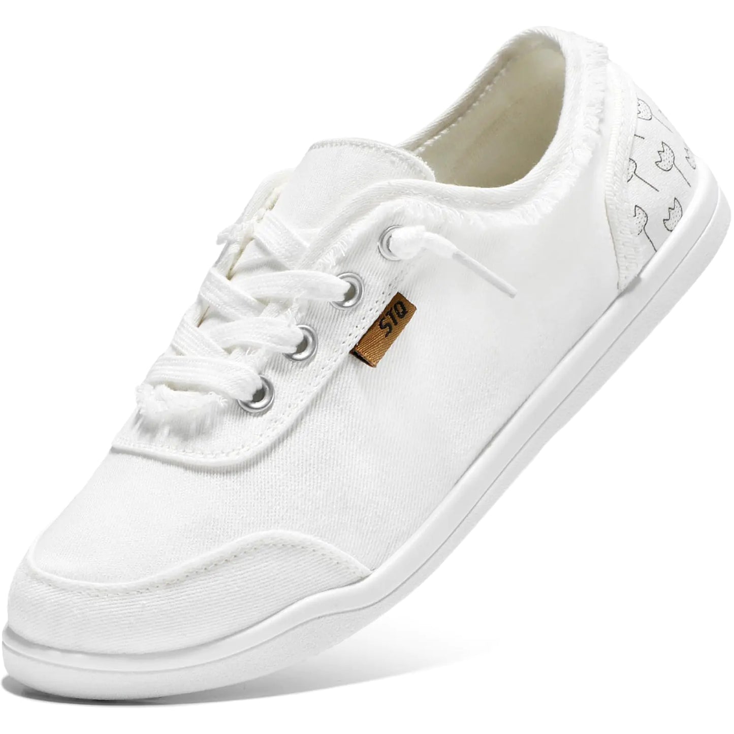 Style Loft Collection STQ Canvas Tennis Shoes, White (Size 8 US)