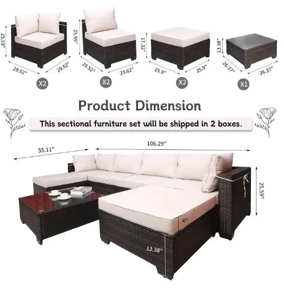 Style Loft Collection Garden Rattan Sofa Set & Coffee Table