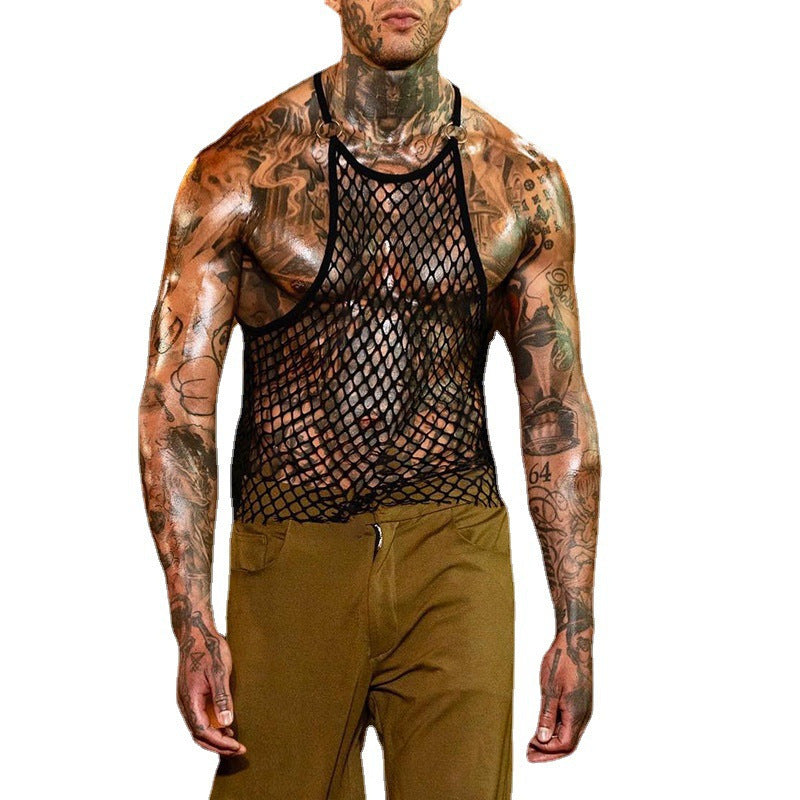 European And American Men See-through Mesh Vest