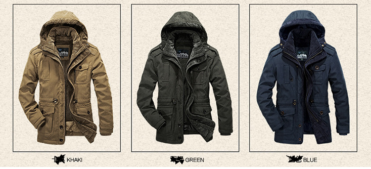 Men's Thick Cotton Jacket with Hood for Winter