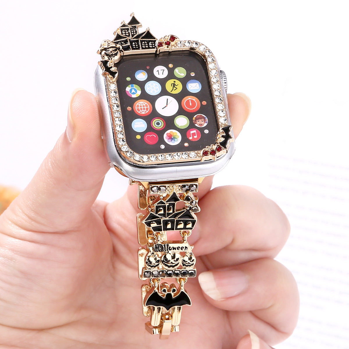 Cross-border New Halloween Metal Strap For IWatch Case Iwatch56789SE Strap