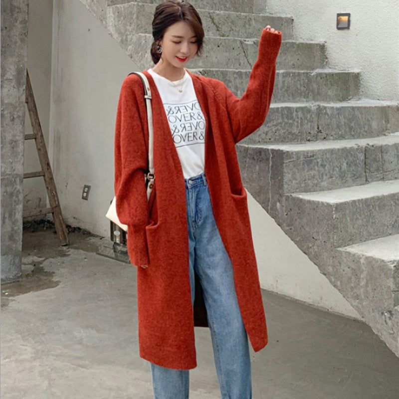 Autumn And Winter Clothing New Loose Mid-length Knitted Coat For Women