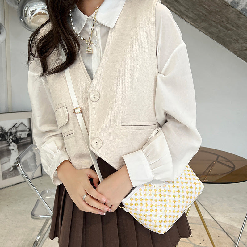 Contrast Color Crossbody Small Square Bag