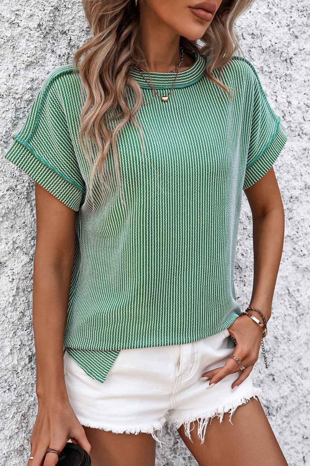 Relaxed Fit Striped Crewneck Tee