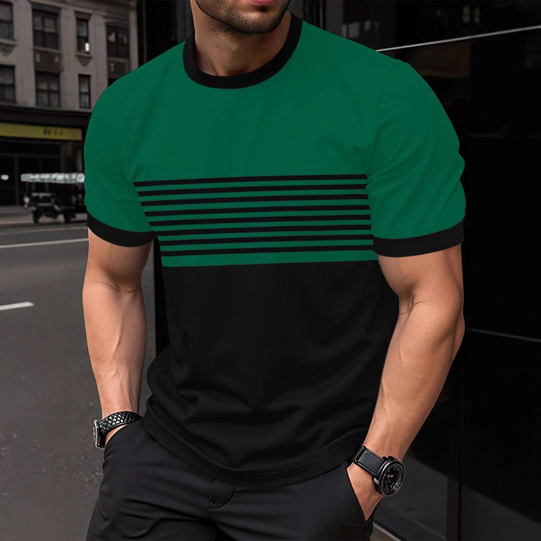 Fashionable And Minimalist Men's Crew-neck Casual Short-sleeve Shirt