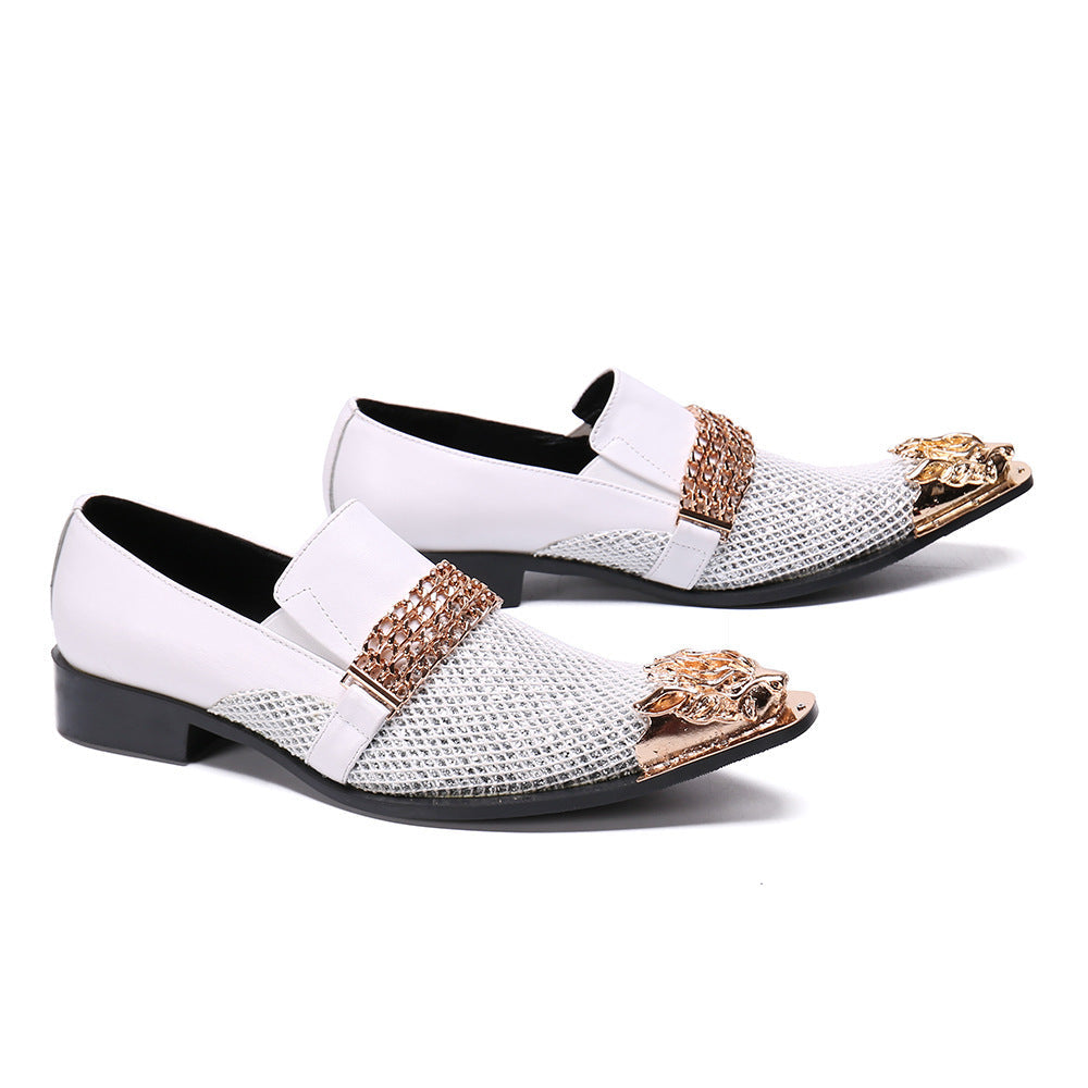 British Pointed Inner Height Increasing Leather Shoes
