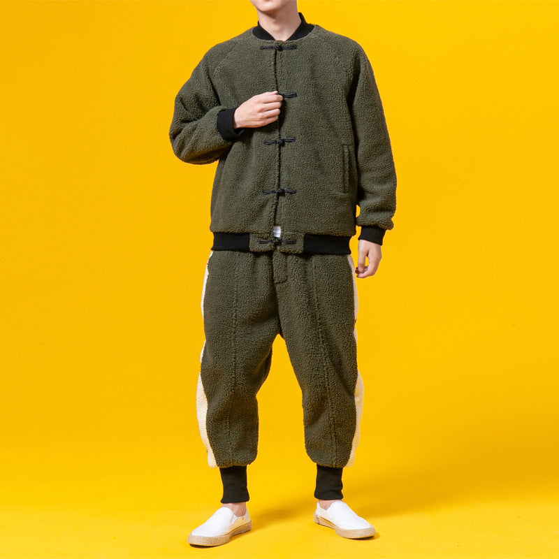 Chinese Style Winter Outfit with Cotton Jacket and Pants