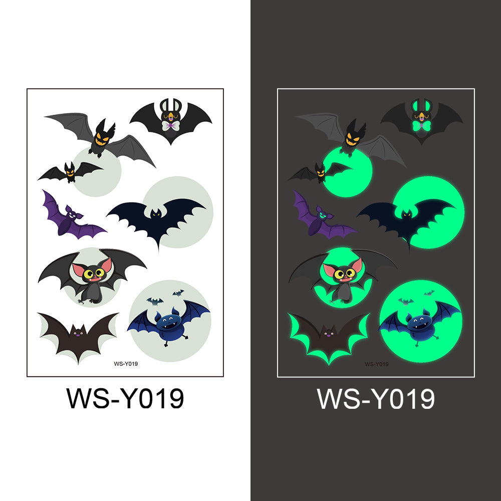 Halloween Glowing Bats Tattoo Stickers Fake Tattoos Paste on Face Arm Leg for Kids Body Art Sticker