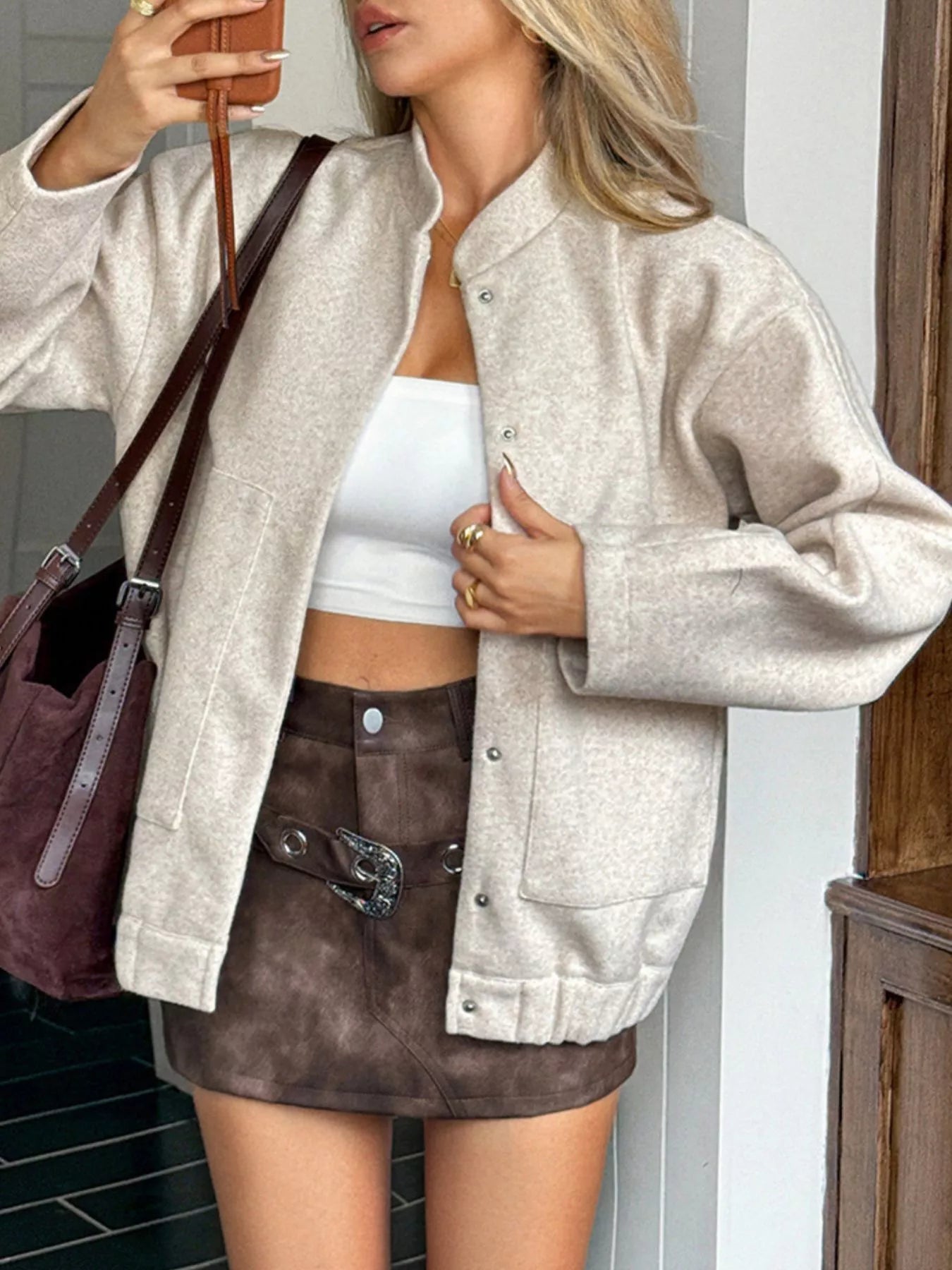 Snap Down Dropped Shoulder Jacket