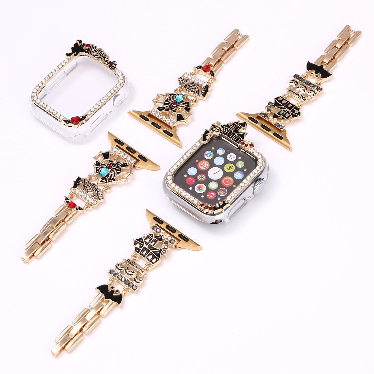 Cross-border New Halloween Metal Strap For IWatch Case Iwatch56789SE Strap