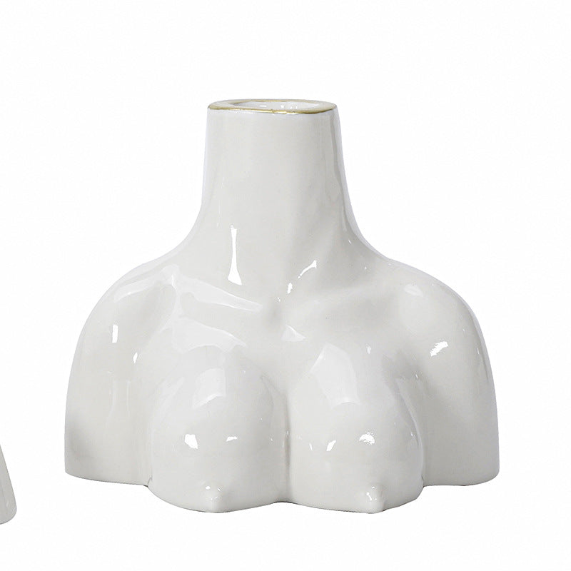 Creative Body Art White Candle Cup Hotel Desktop Simple Ceramic Ornaments