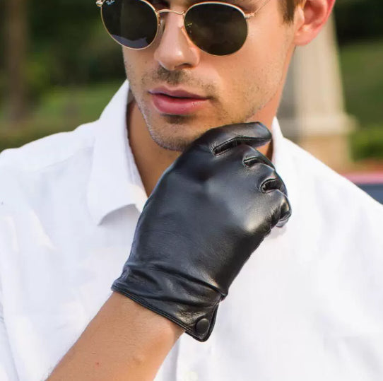 Riding A Motorcycle Driving Leather Gloves