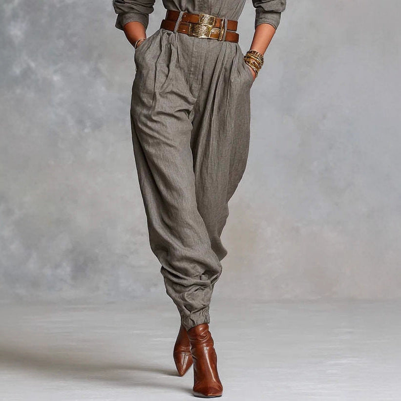 New Women's Long-sleeved Lapel Jumpsuit Women