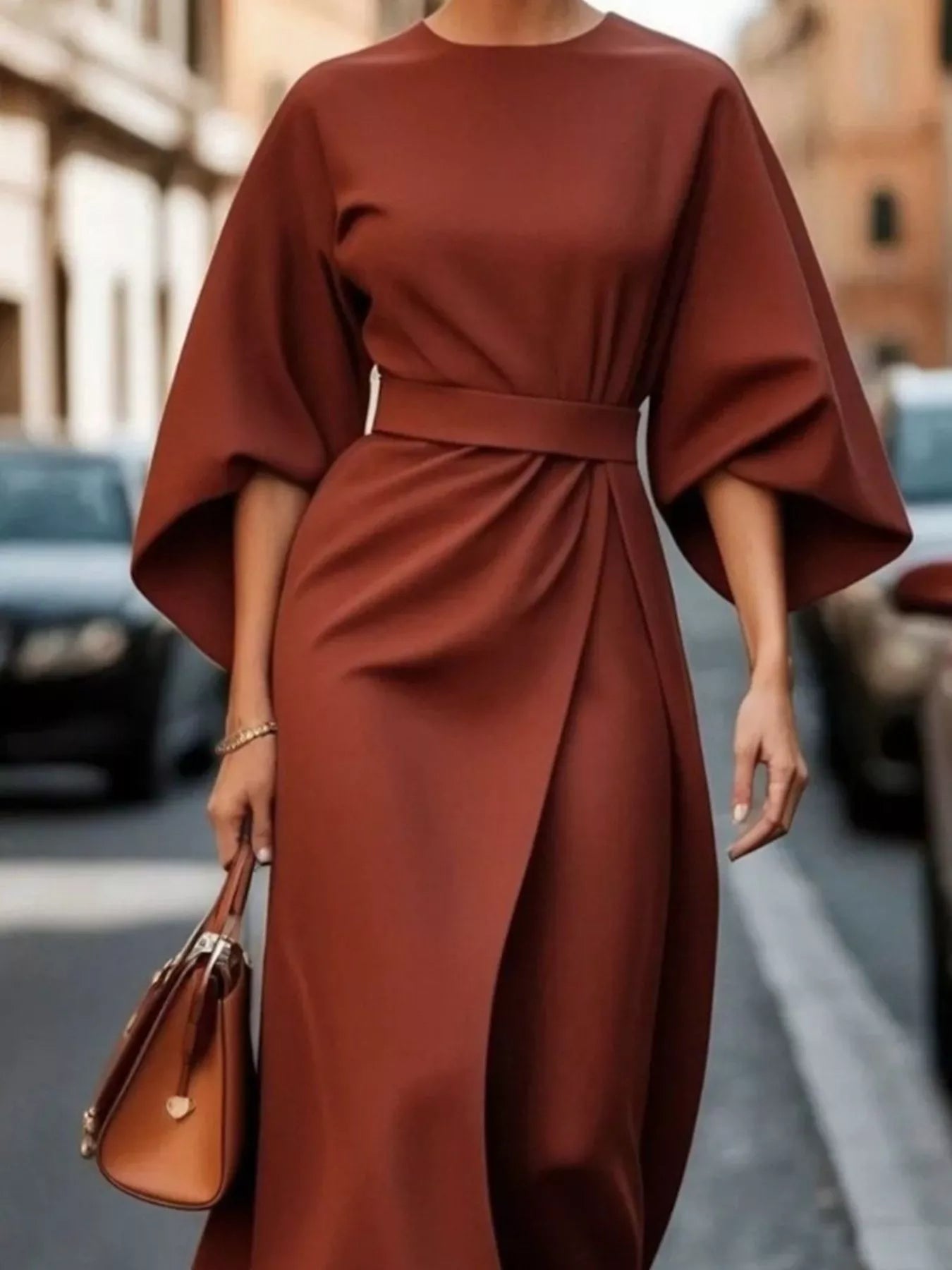 Round Neck 3/4 Sleeve Dress