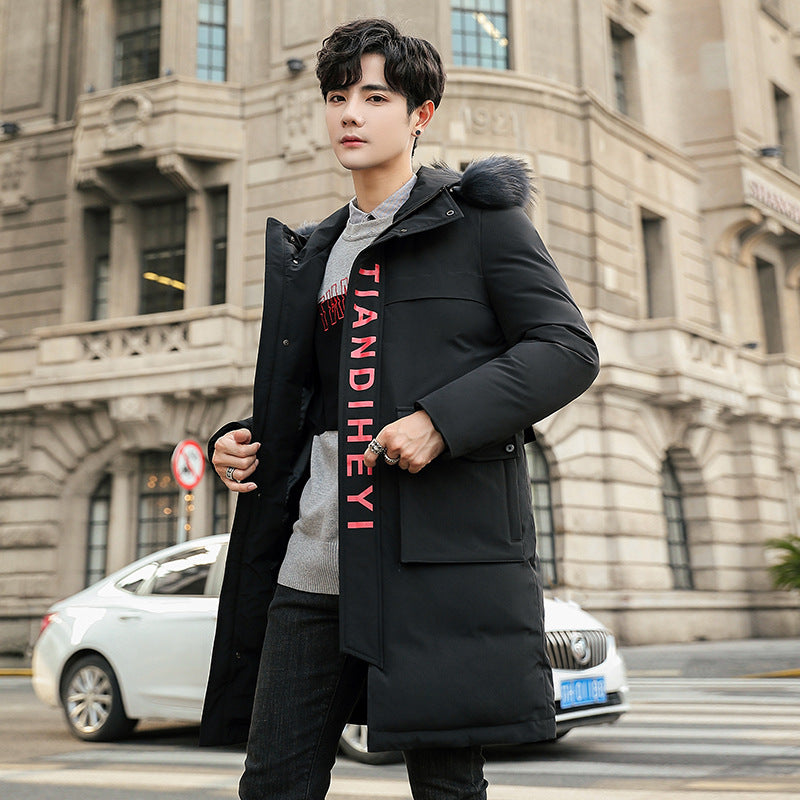 2019 Winter Stylish Long Hooded Cotton Jacket for Men