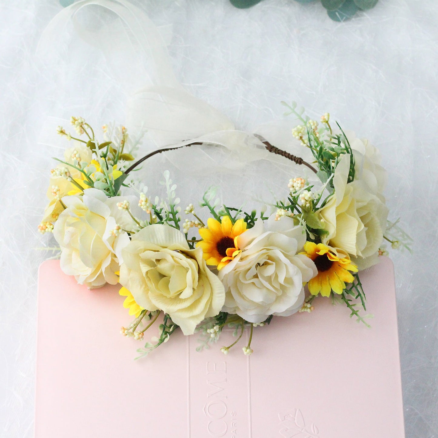 Big Rose Crown Simulation Flower Hair Hoop Sunflower Vine Flower Ring Street Dance Headwear