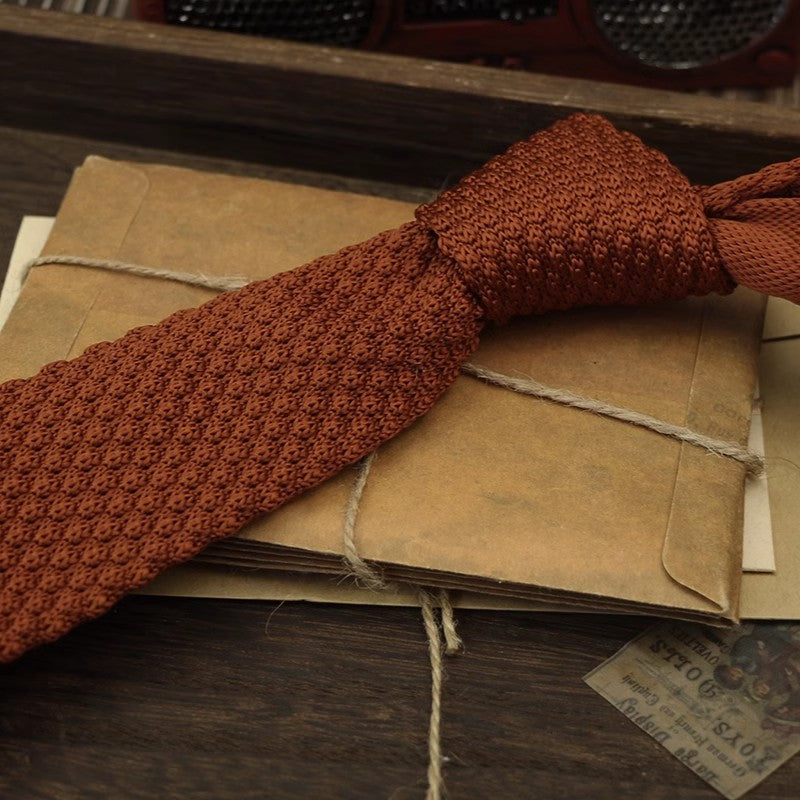 Narrow Woolen College Style Knitted Tie For Men And Women